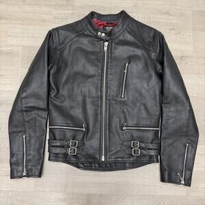 Horn Works Leather Jacket Women’s XL Black Cafe Racer Moto